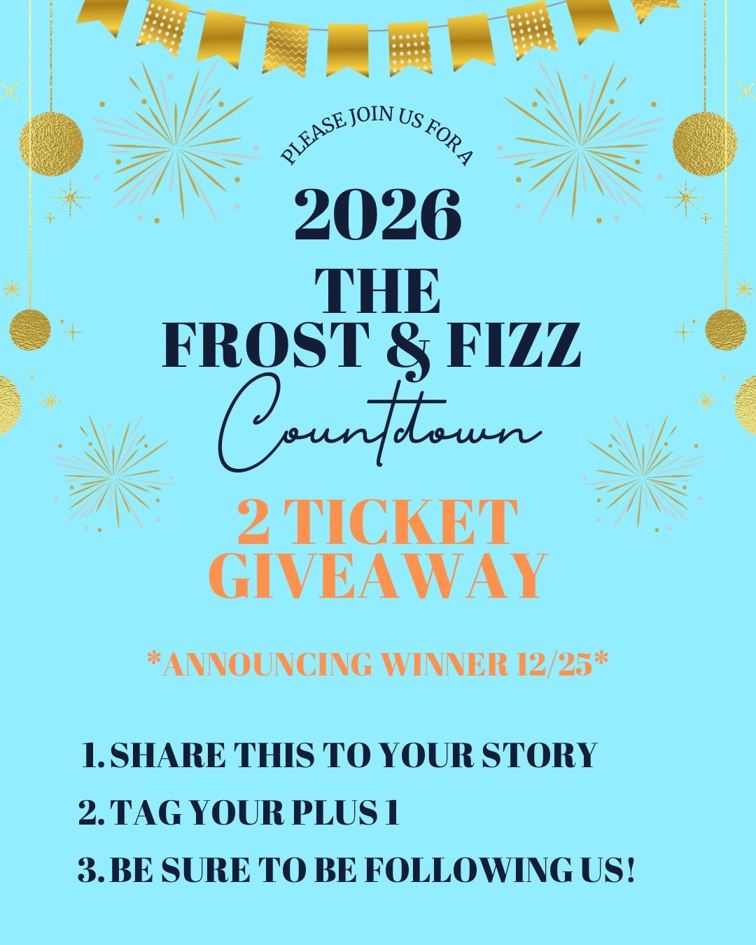 NYE GIVEAWAY🎉🎉🎉
How to enter:
1. Share this post to your story
2. Tag who you would bring!
3. Make sure you&rsquo;re following us and @winedivecle 
Tickets are selling fast be sure to grab yours!
❄️✨ The Frost &amp; Fizz Countdown NYE 2026✨❄️
Dece