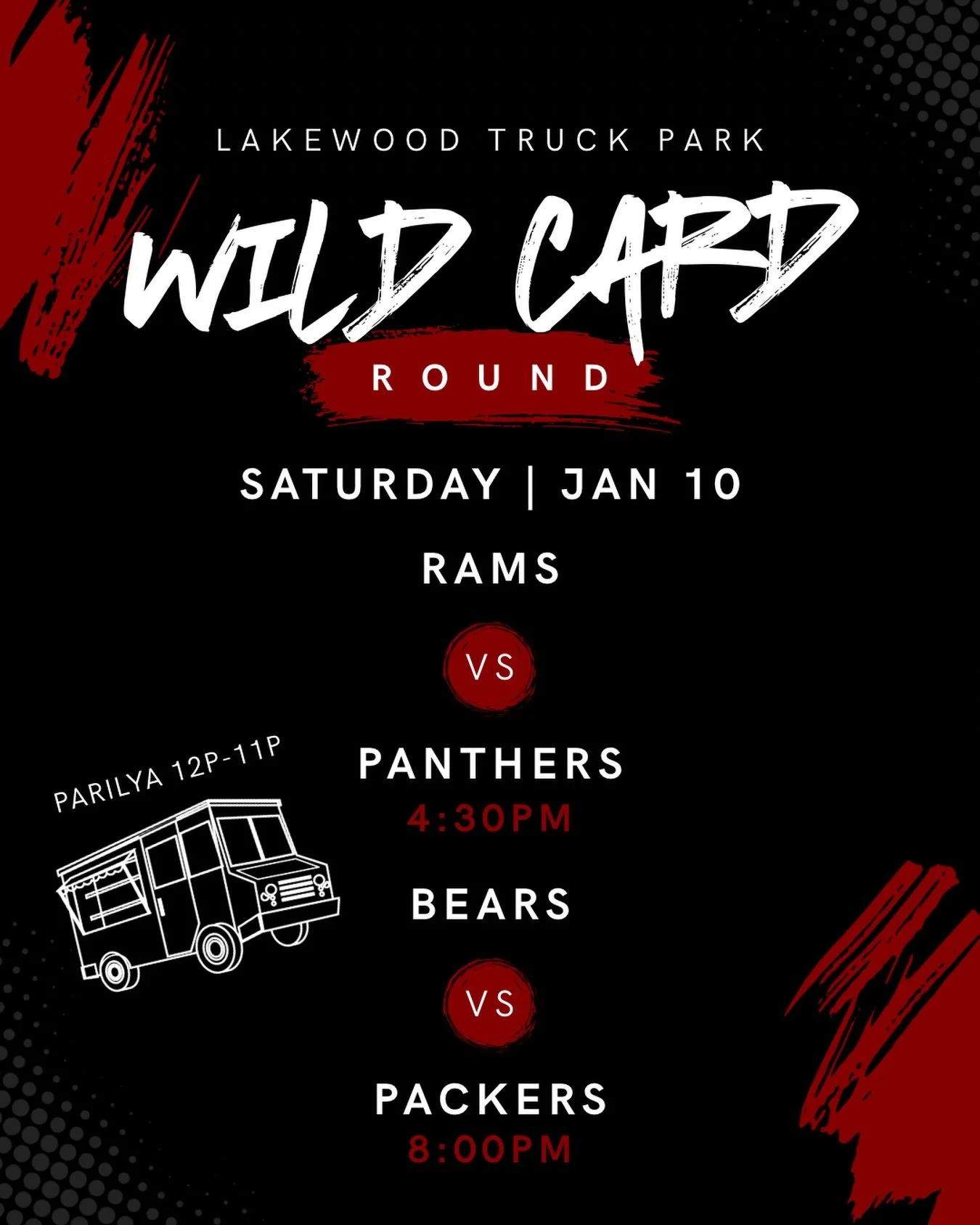 Grab a bite from @parilyacle and watch some wild card rounds with us! 🎉