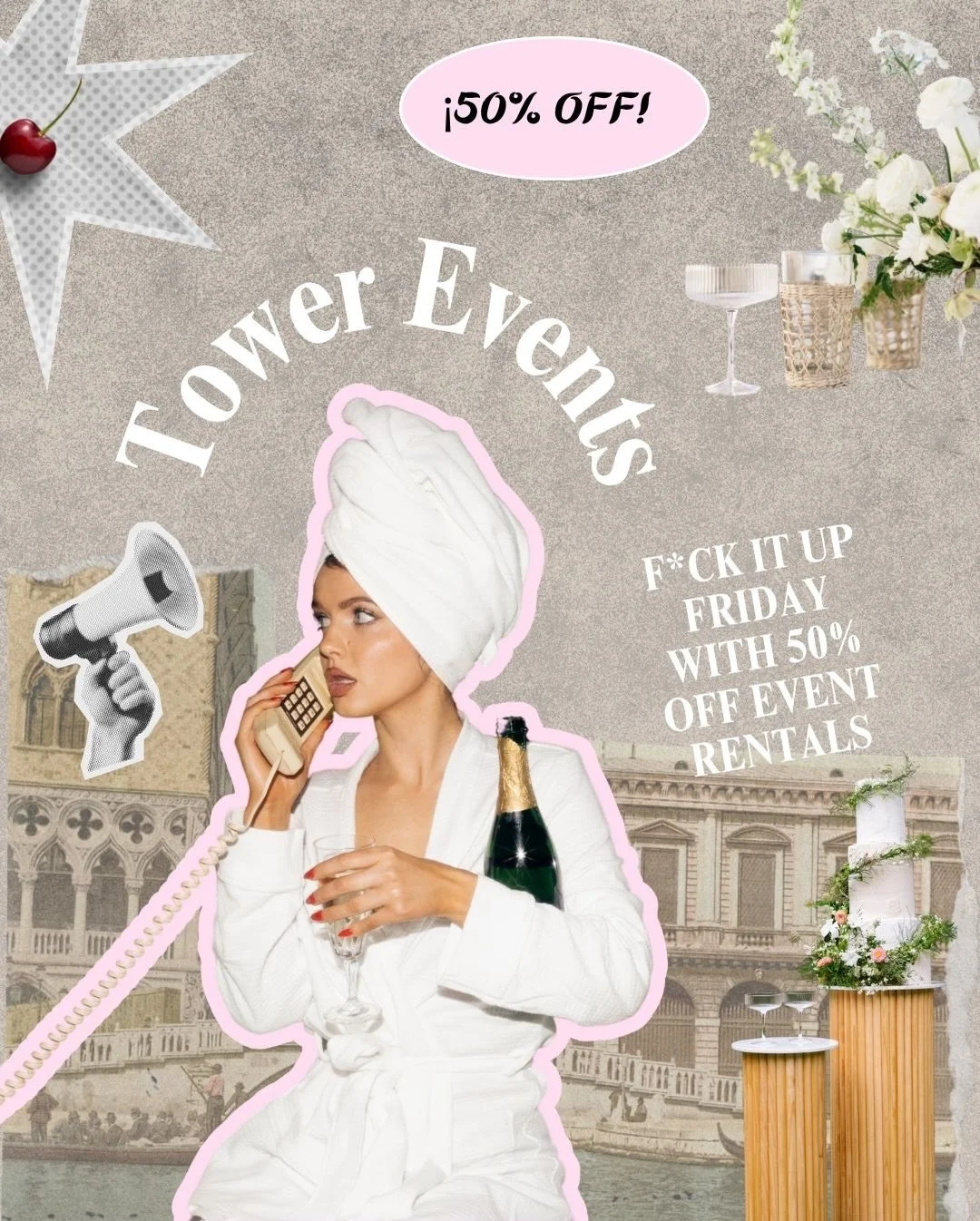 50% off Fridays every Friday ! 🥳
Take a look at the inventory and let us know if you need anything for your event this weekend! 🙌🏼✨