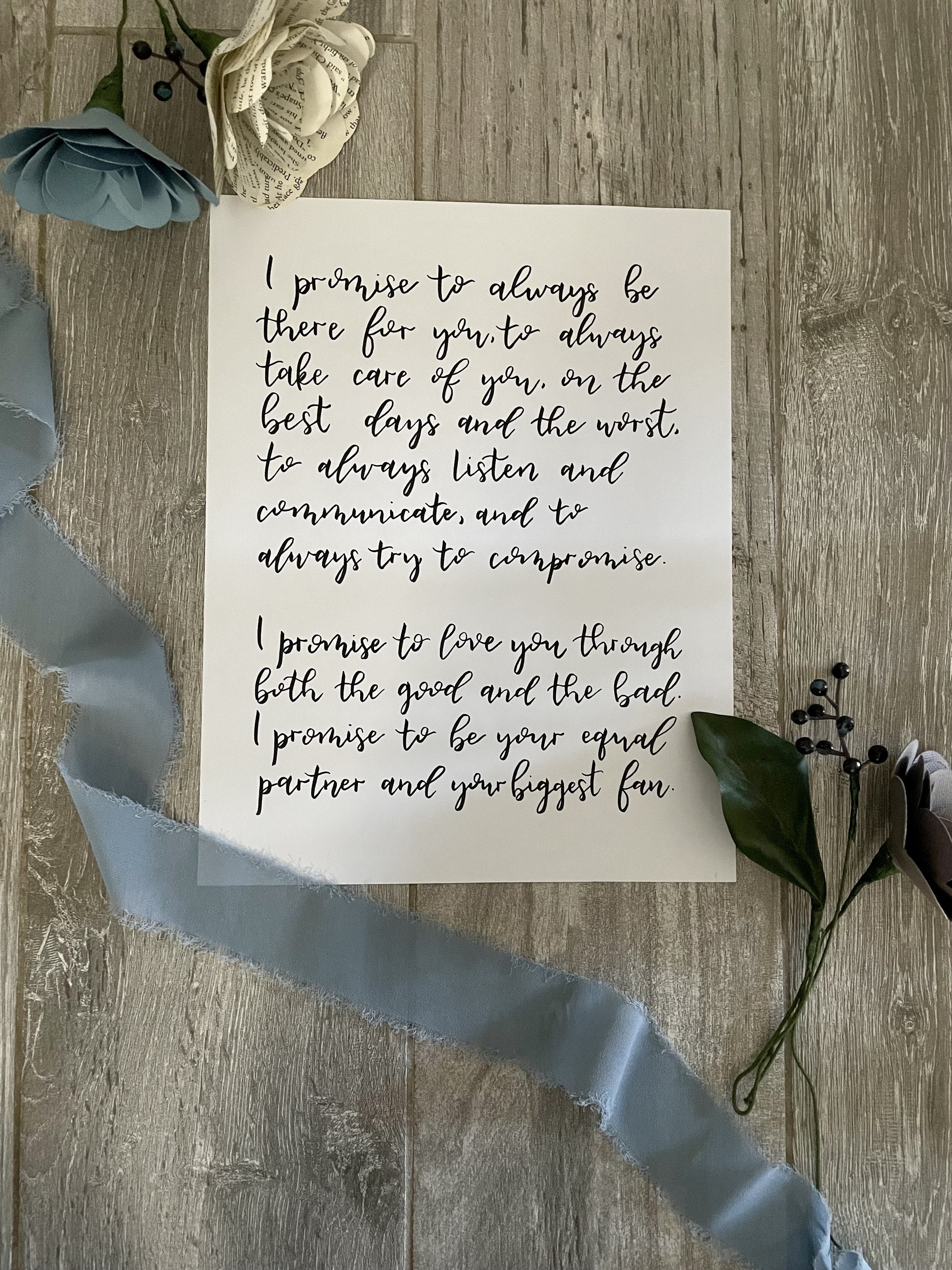 handwritten wedding vows, perfect for a paper anniversary