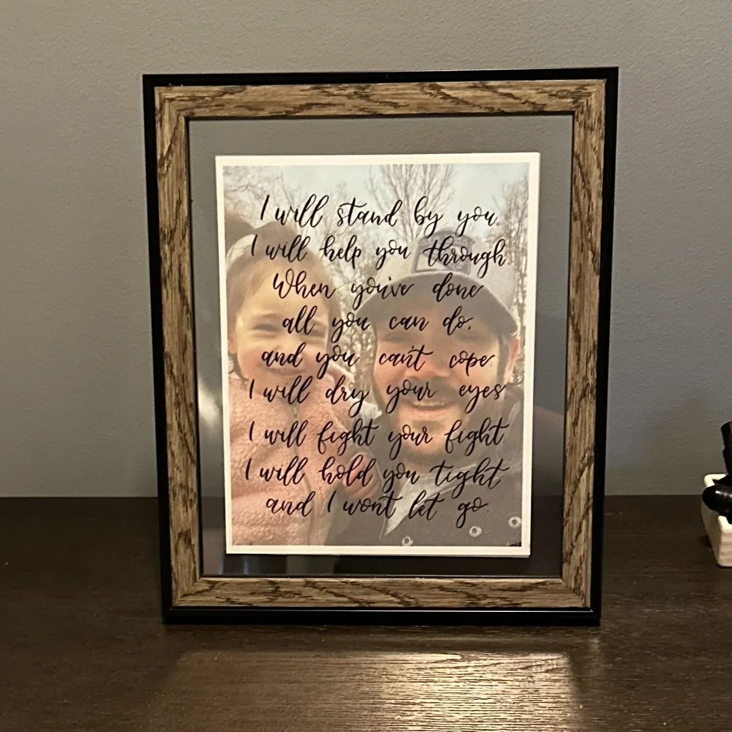 Handlettered song lyrics for a father's day present on vellum paper