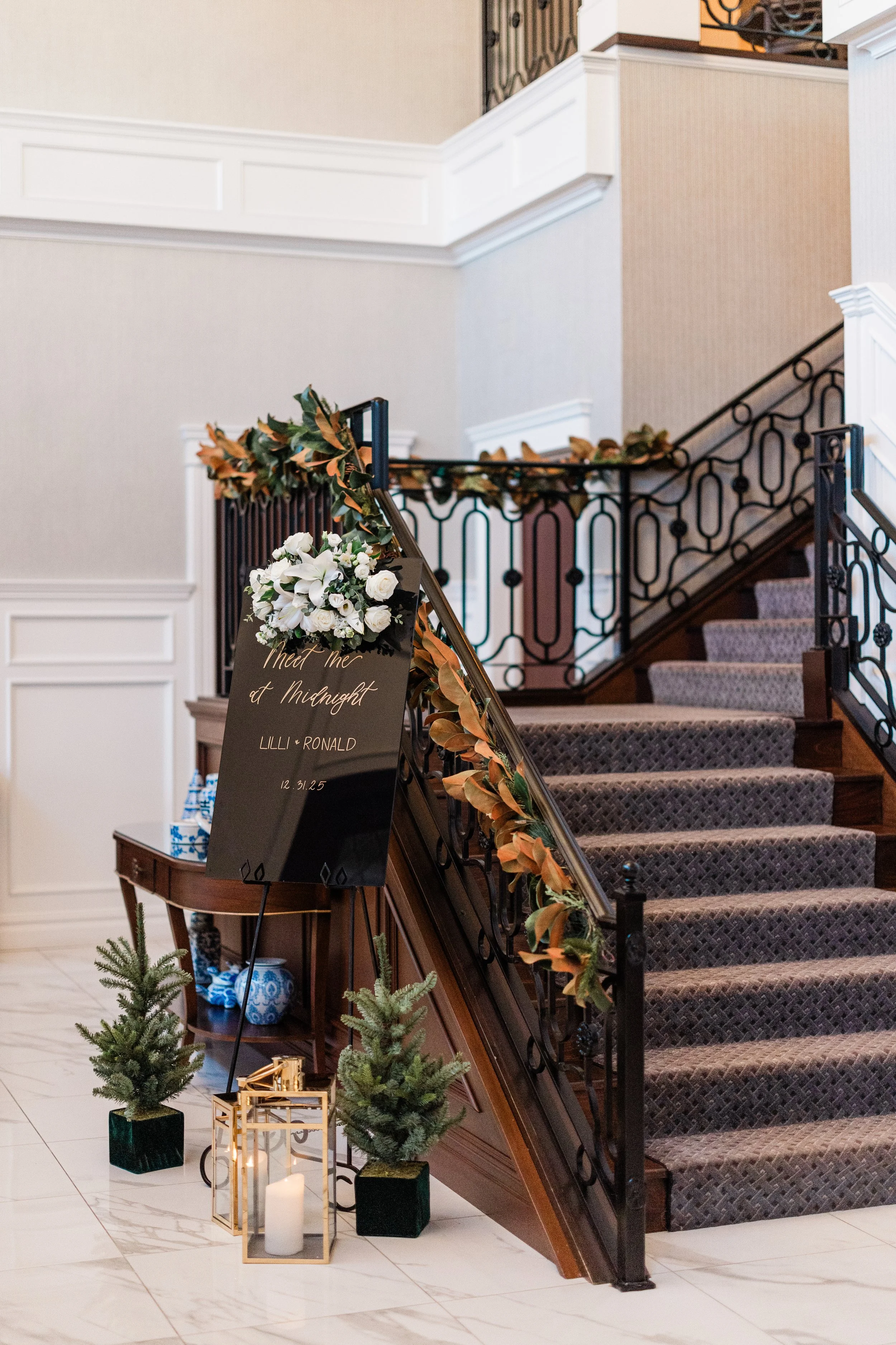 Acrylic welcome sign on black acrylic, gold writing. Meet Me at Midnight. Taylor Swift theme