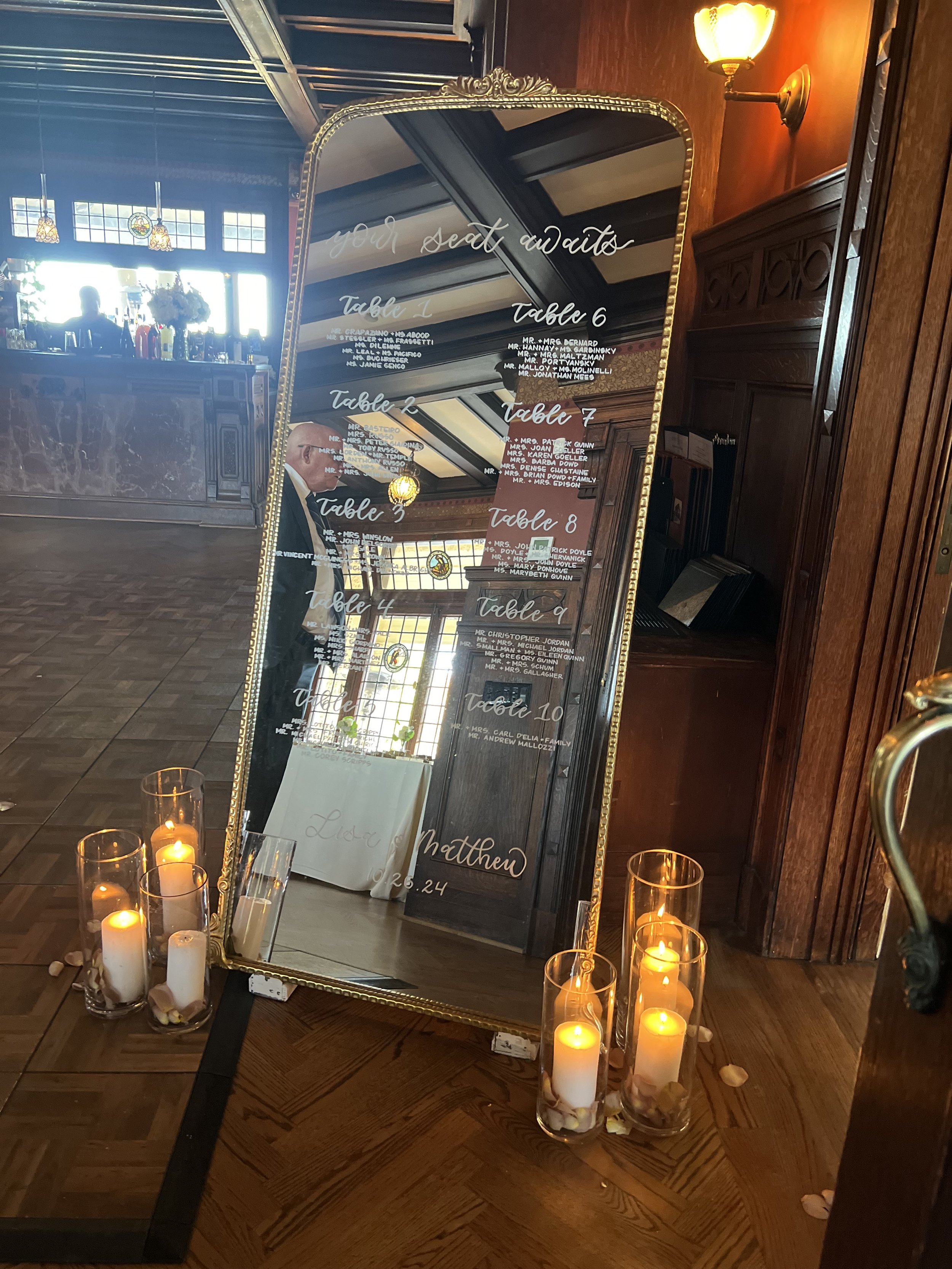 gold standing seating chart for new jersey wedding