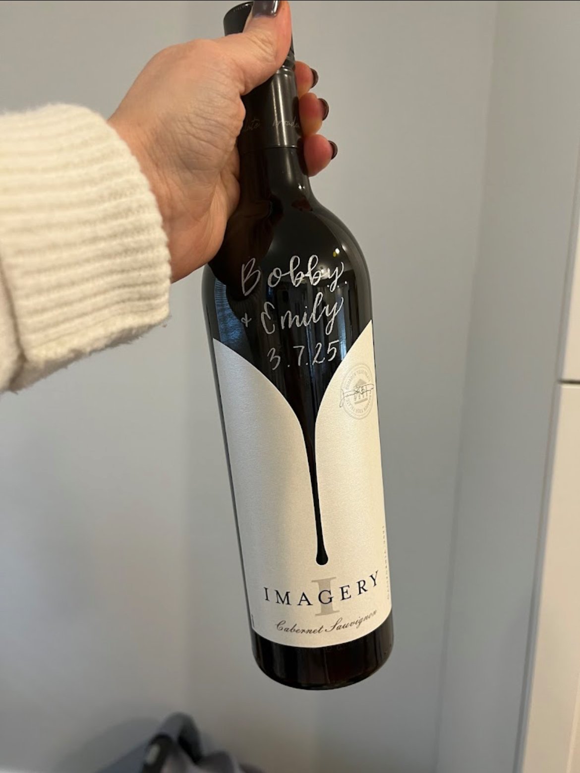 engraved wine bottle