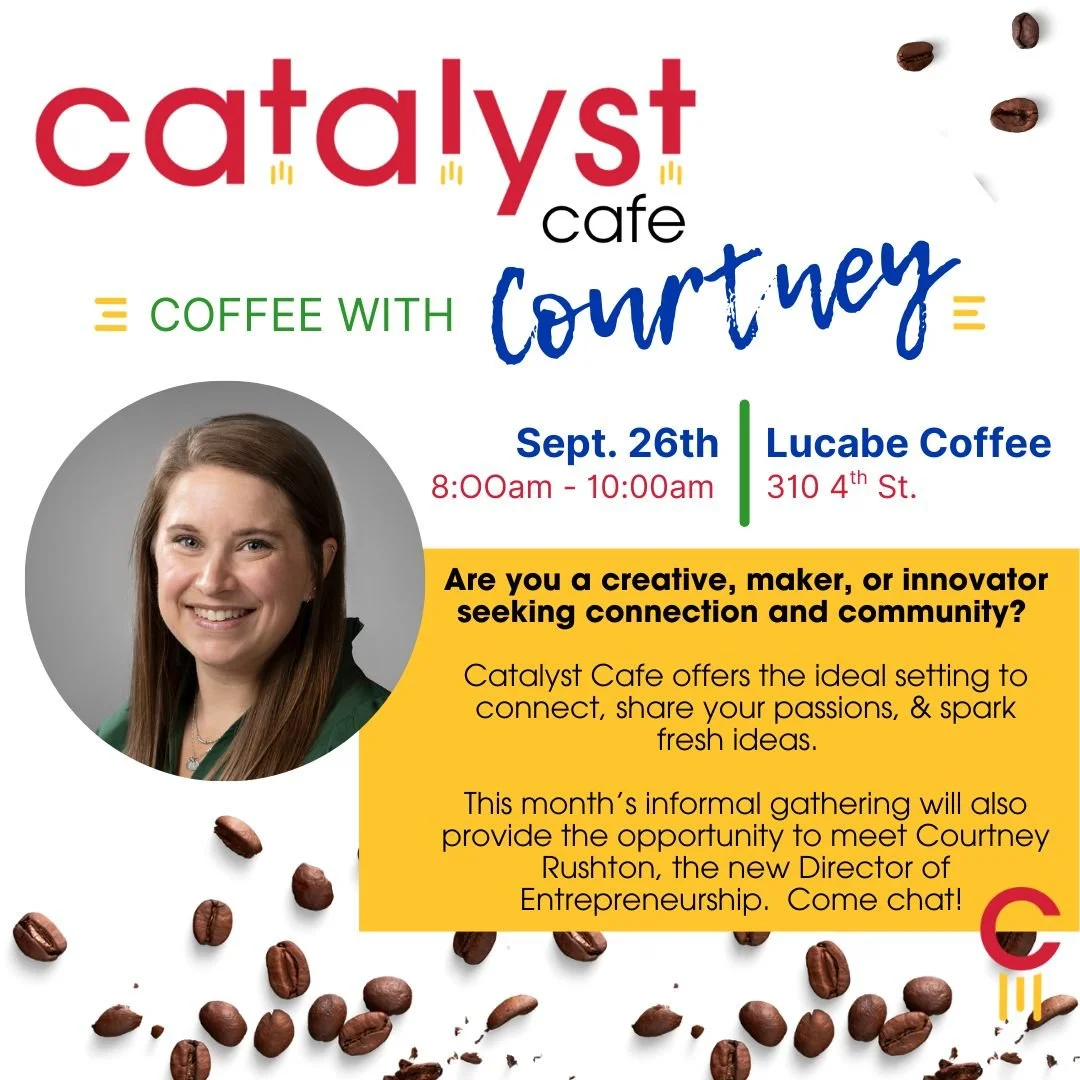We are 1️⃣ week away from Coffee with Courtney! 

Drop in for coffee ☕️ and casual conversation. Meet fellow entrepreneurs (and aspiring entrepreneurs!), swap ideas, and say hello to our new Director of Entrepreneurship 👋. No agenda, no pressure&mda