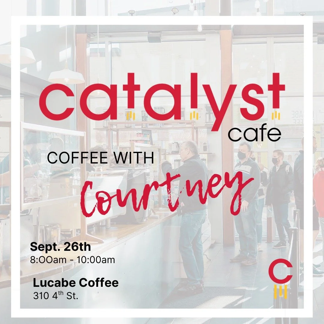 Join us TOMORROW!

Creatives. Makers. Innovators. 🚀
Catalyst Cafe is where community + conversation collide.

Drop in for coffee ☕️ and casual conversation. Meet fellow entrepreneurs (and aspiring entrepreneurs!), swap ideas, and say hello to our ne
