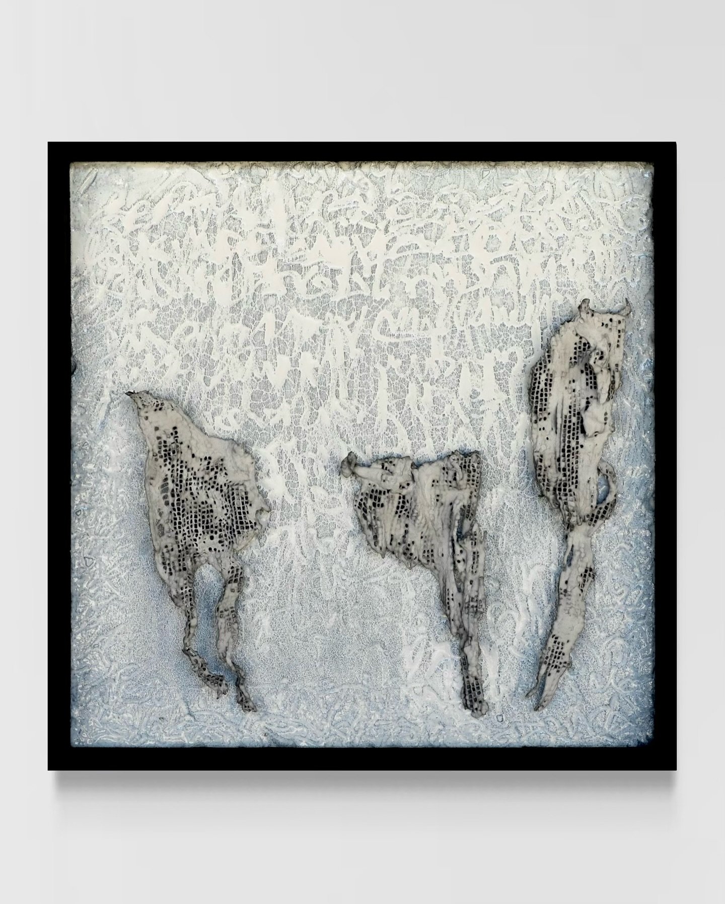 &ldquo;Attic Chorus&rdquo;, coroplast, plastisol, aluminum oxide, and resin on MDF, 25.5x25.5&rdquo;, 2024