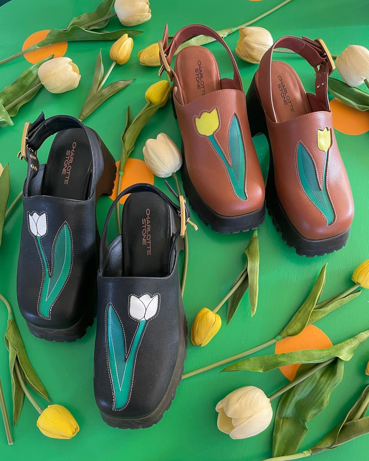 Alert!! The sold out @charlottestoneshoes x Lorien Stern Clogs are back for a limited preorder 🐌🌷🌷🌷 Charlotte-stone.com 🌷🌷🌷🐛
