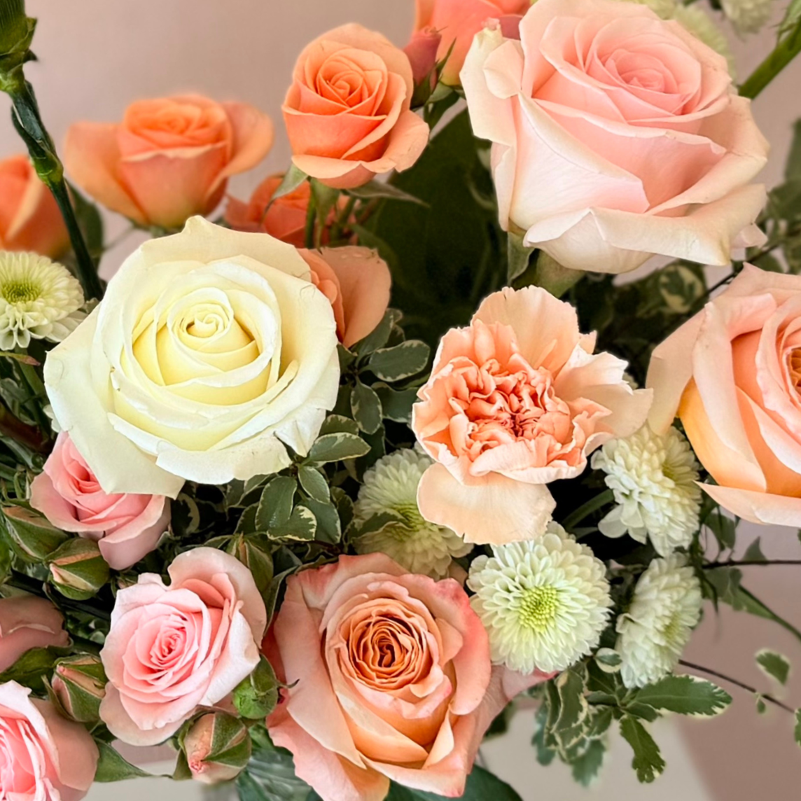 peach flower arrangement