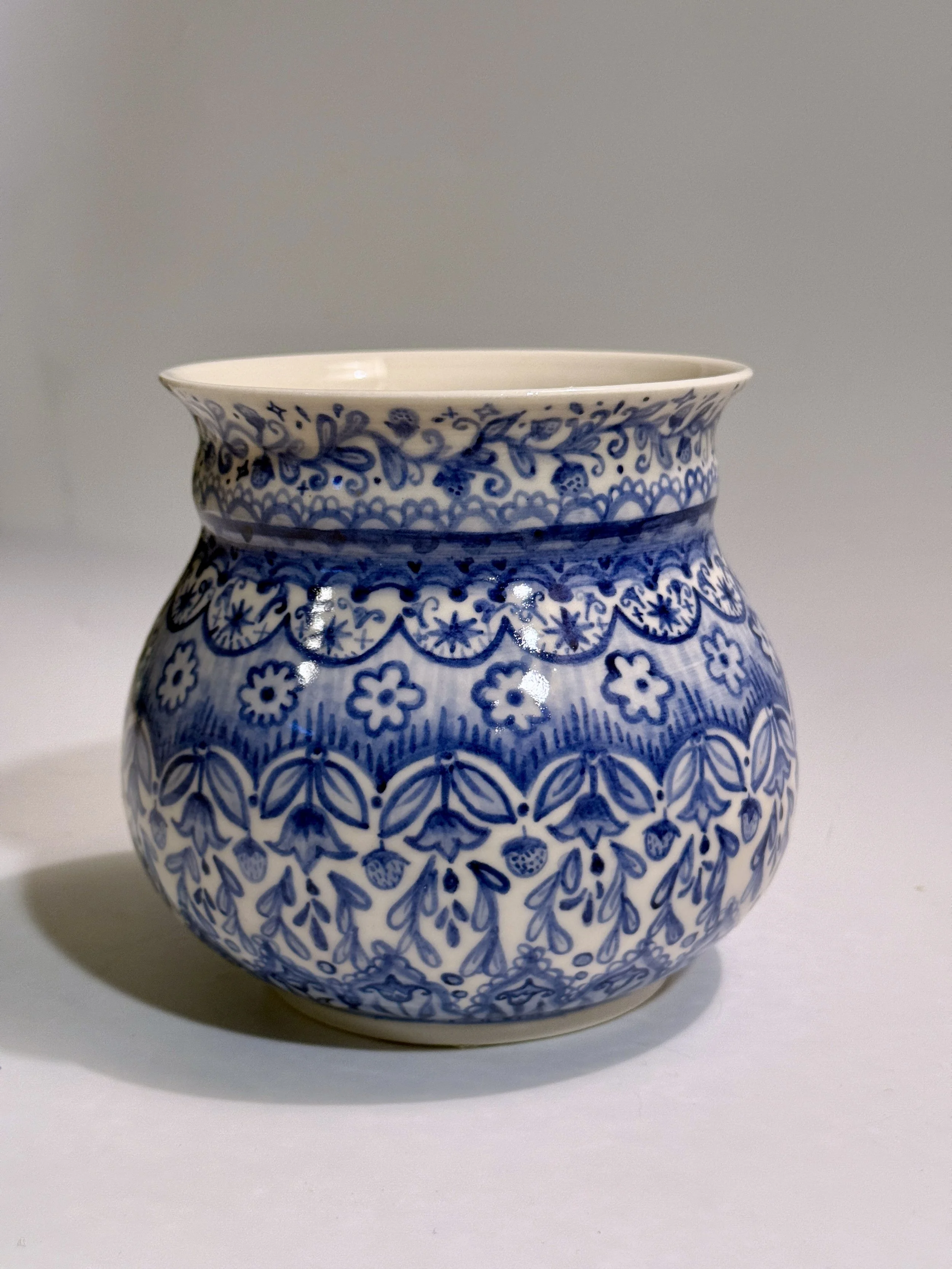 Large Delft Vase - Berries and Flowers