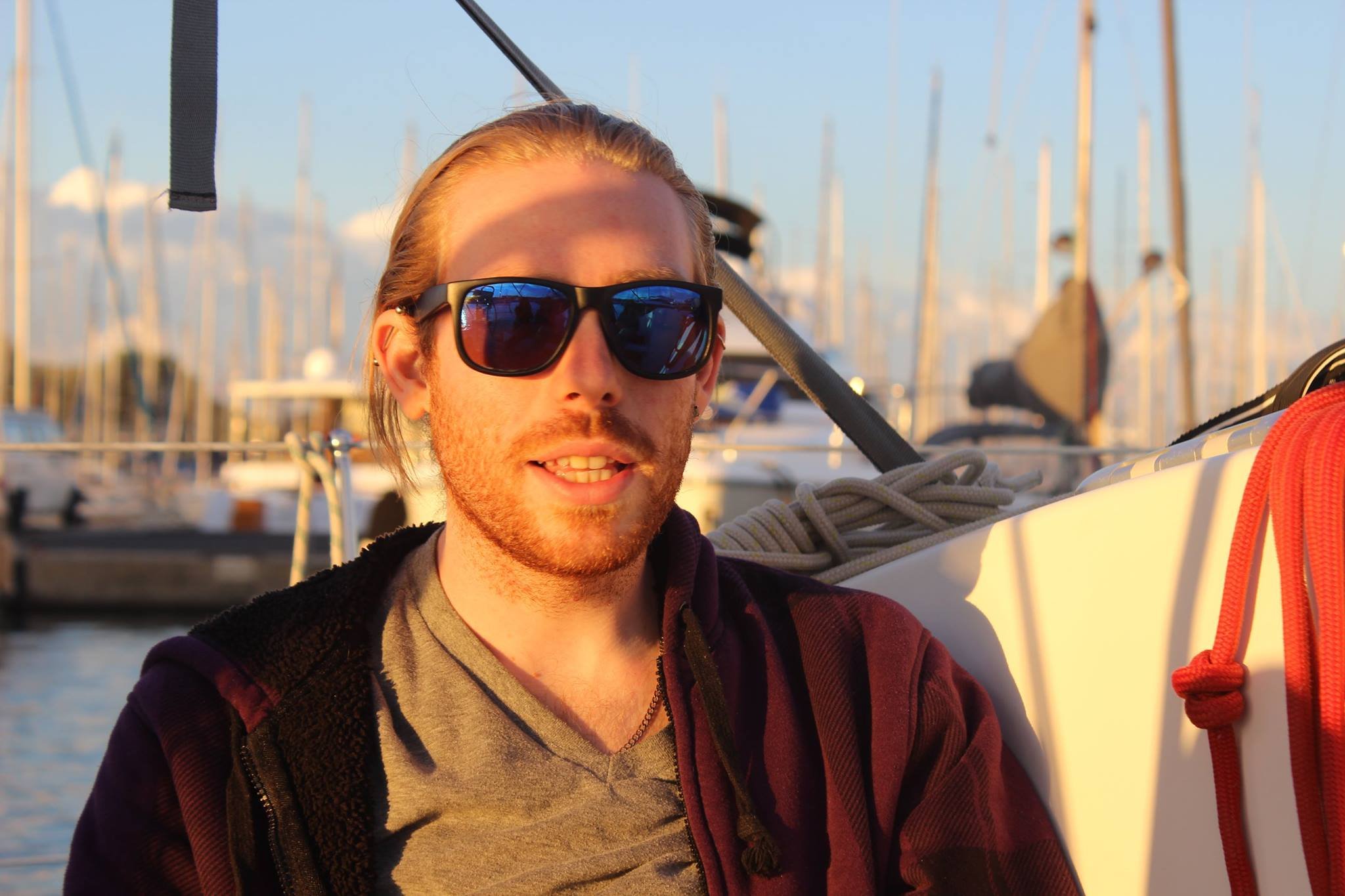 Candid shot of a man on a boat