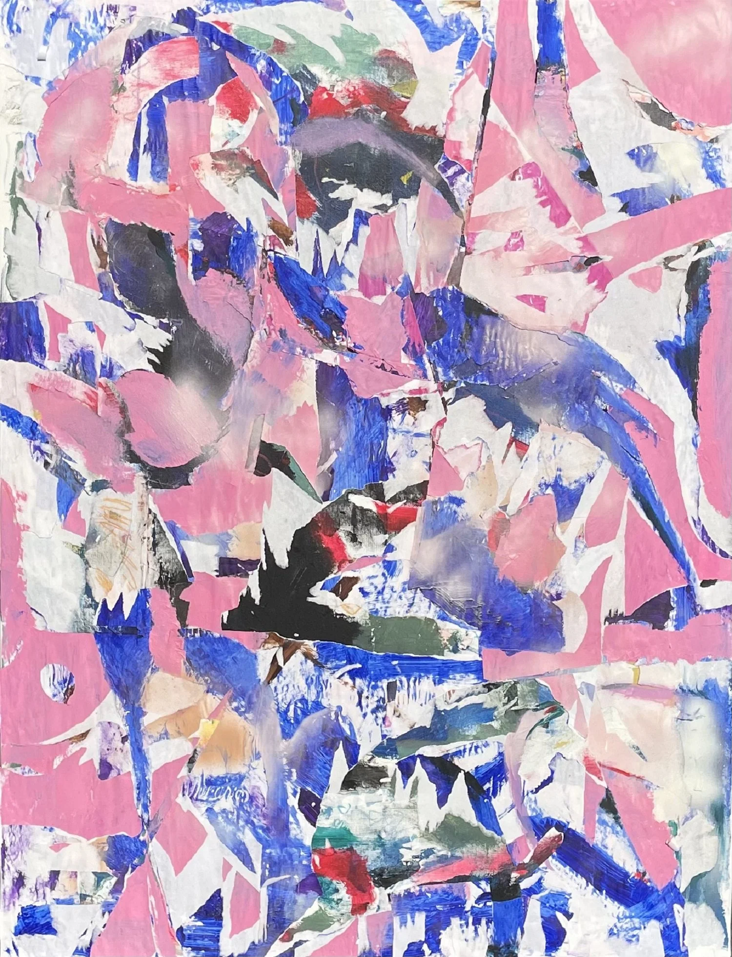 Acrylique, spray, collage/décollage sur toile, 2026