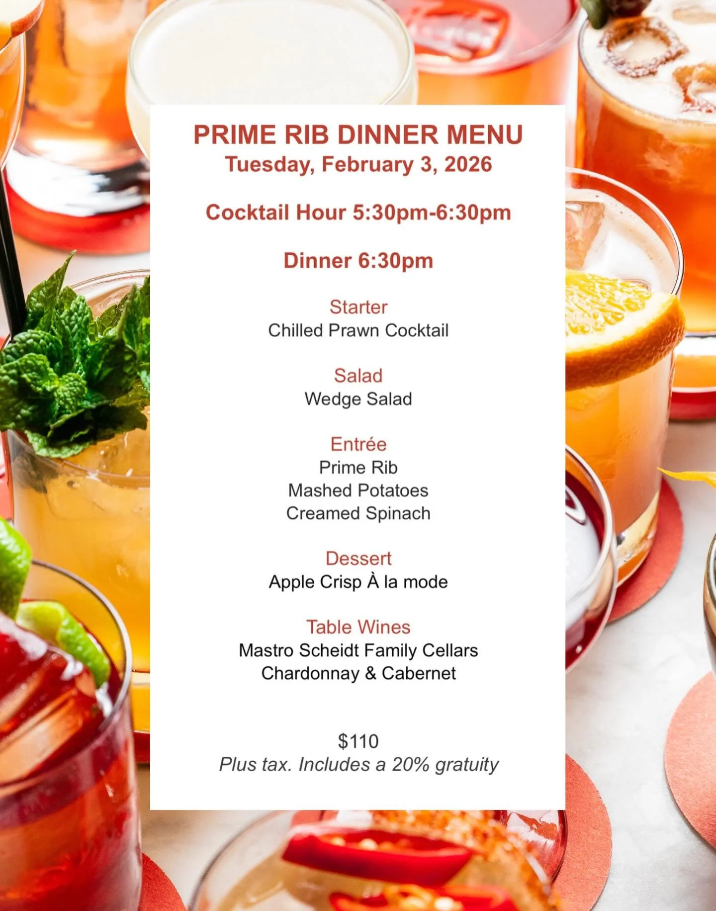 &mdash; Join us next Tuesday 2/3 for a four-course meal in our dining room as we prepare a classic steakhouse dinner! 🥩🍷 Follow the link in our bio to get your tickets before they sell out! 

❗️THIS WEEK&rsquo;S HOURS: We will be open Wednesday fro
