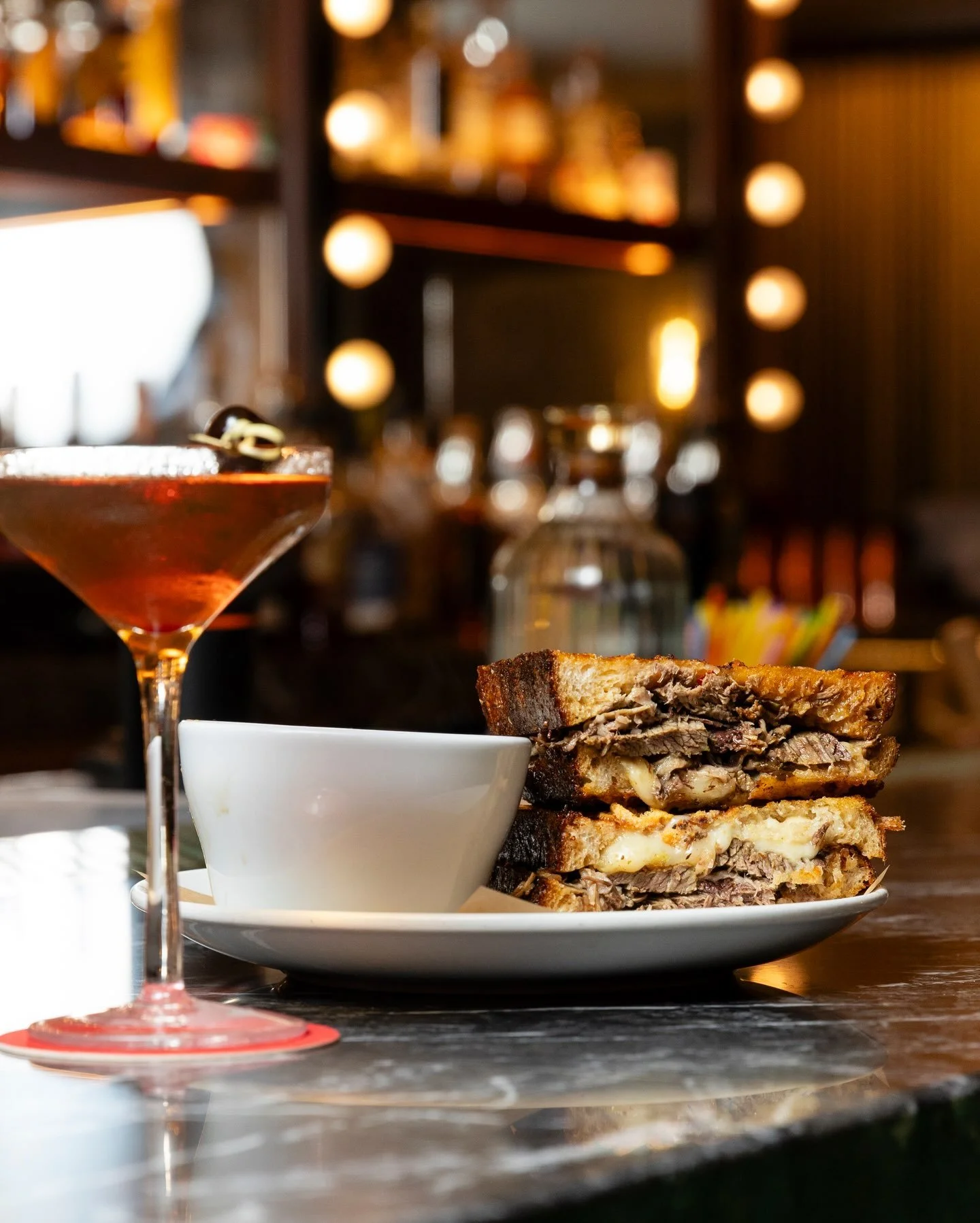 Braised Beef Pressed Sandwich &mdash;
braised beef, fontina, giardiniera 

Aperitivo Hour | 5-7p Daily 🍸

See ya soon - We open at 5p! 

❗️THIS WEEK&rsquo;S HOURS: We will be open Thursday 5p-10:30 last call, and Friday 5p-11:30 last call. We will b
