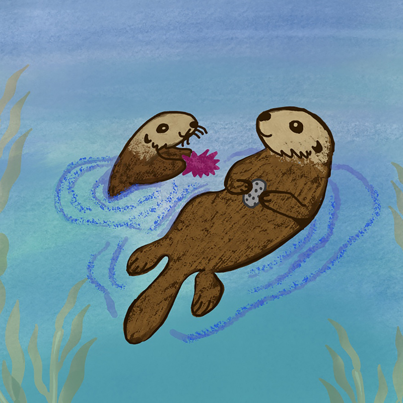 illustration image of cute sea otters
