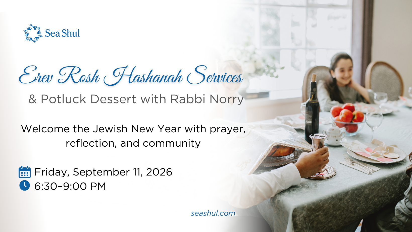 Erev Rosh Hashanah Services &amp; Potluck Dessert with Rabbi Norry