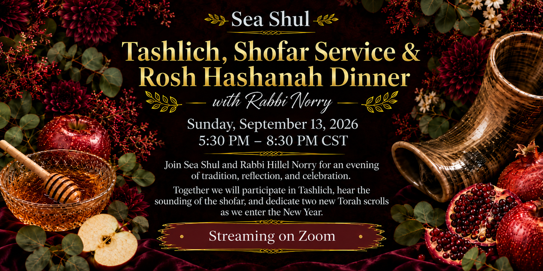 Tashlich, Shofar Service & Rosh Hashanah Dinner with Rabbi Norry