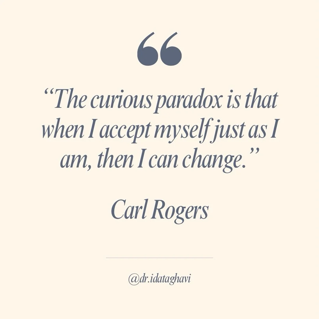 Happy first day of Mental Health Awareness Month! To kick it off, here&rsquo;s one of my favorite quotes in psychology history. 

Change begins by acceptance 🦋 And for Carl, acceptance grows from feeling safe, valued, and understood. 

#mentalhealth