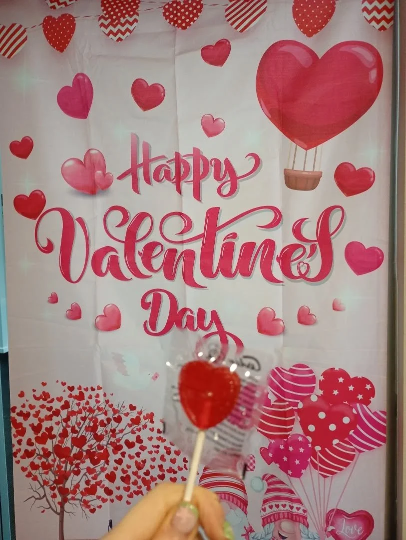 Come and grab a heart lolly from reception everyone ❤️ 
for valentine's day