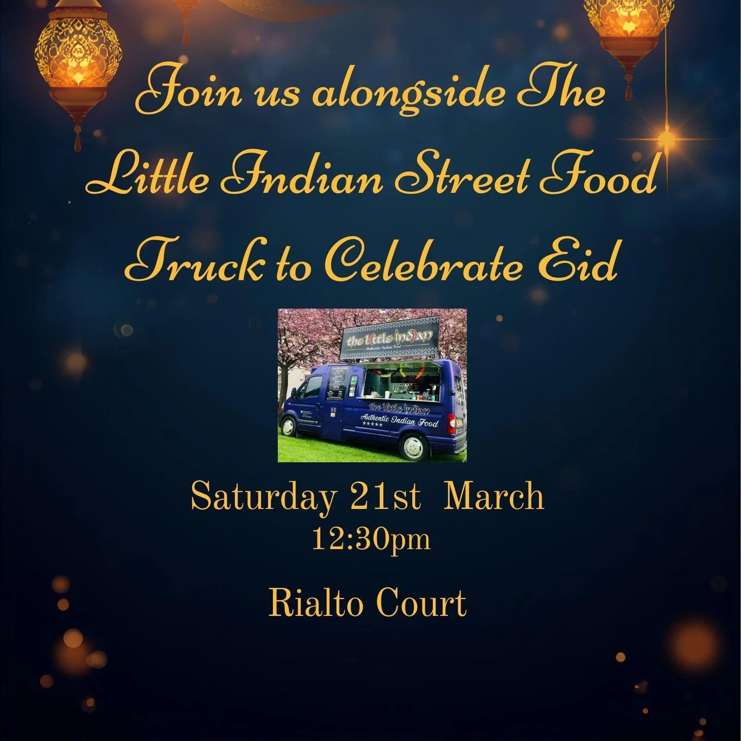 On Sat 21st March we will be celebrating Eid with our tenants eating Indian Food prepared by the Little Indian Food Truck
