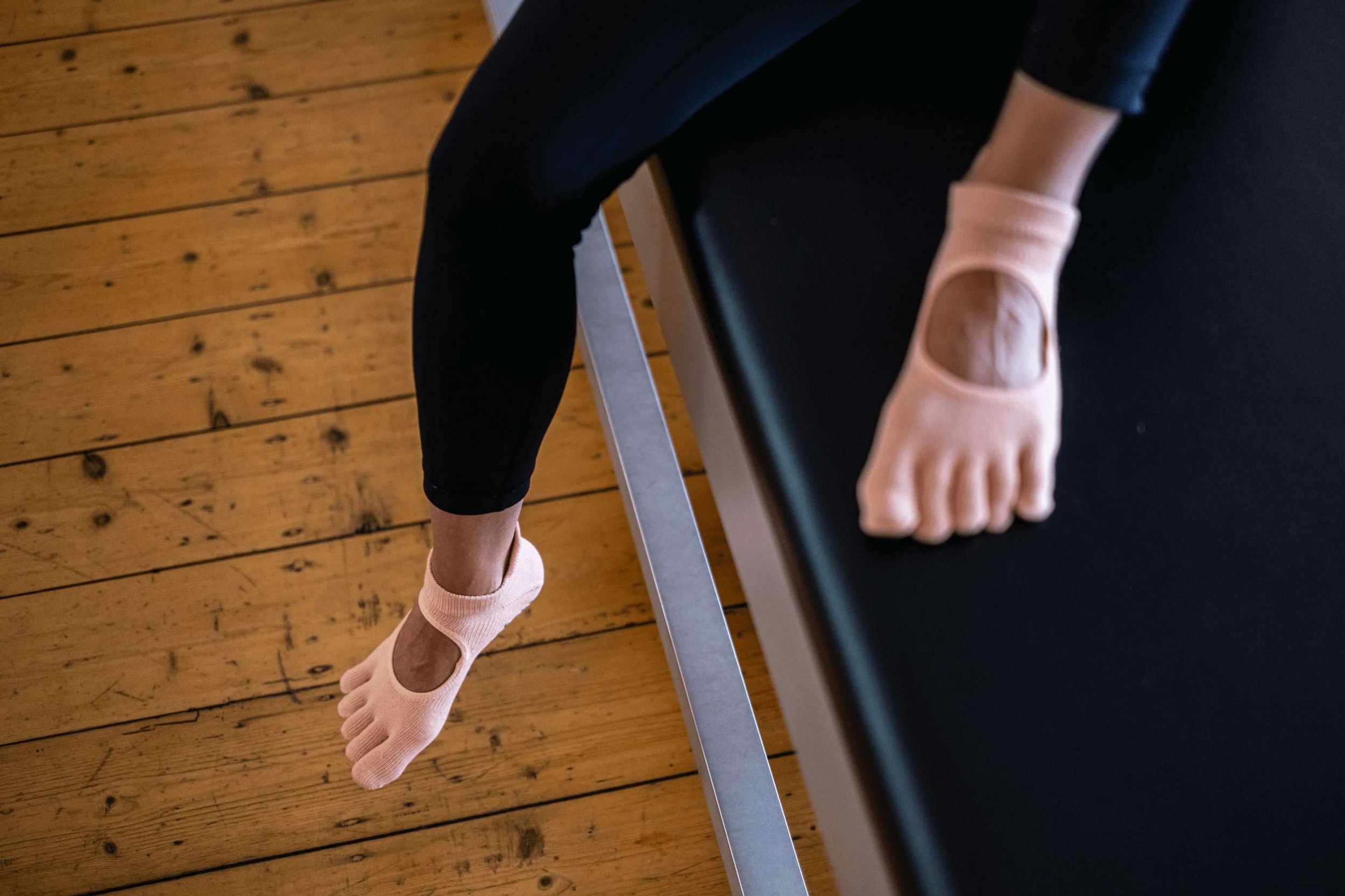 Pilates/Yoga Grip Socks - OPEN TOE — COZY - Cotton Knee High