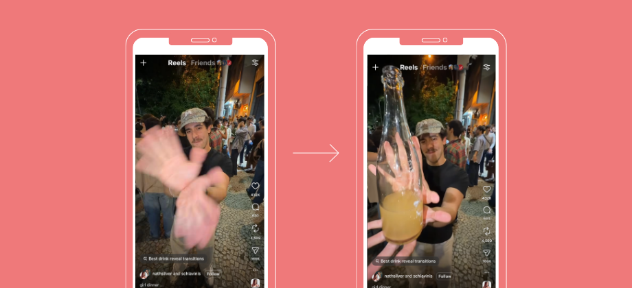 Image shows a person participating in this trend, with him holding out his hands and a bottle appearing in them in the next frame