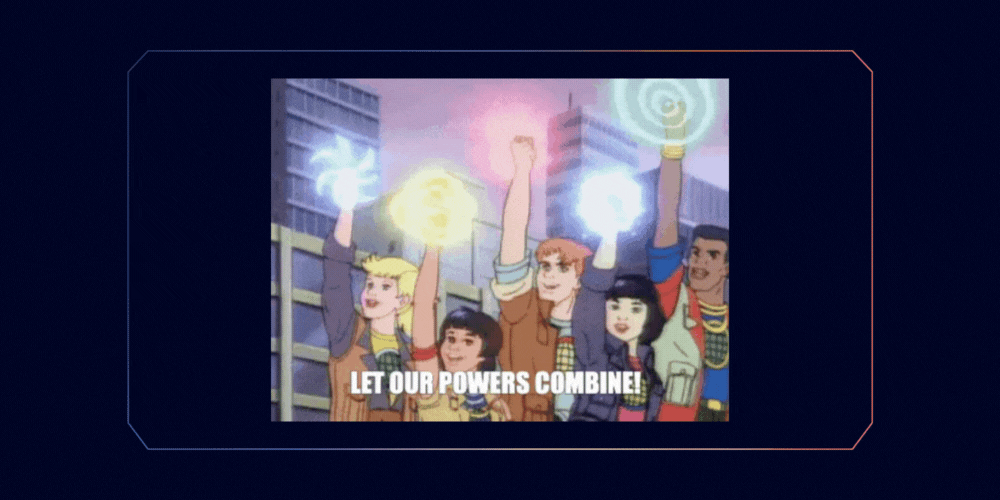 Content Calendar Asana: A meme reading "Let our powers combine!"