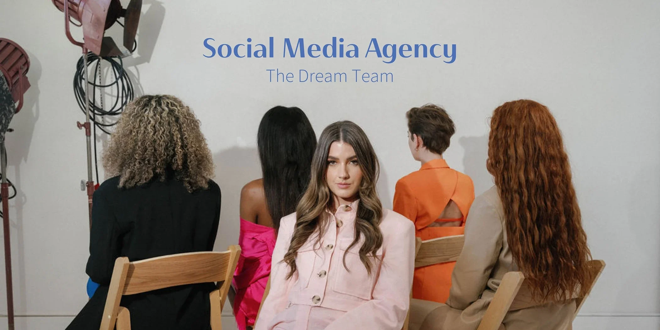 social media agency team collaborating on marketing strategy and content