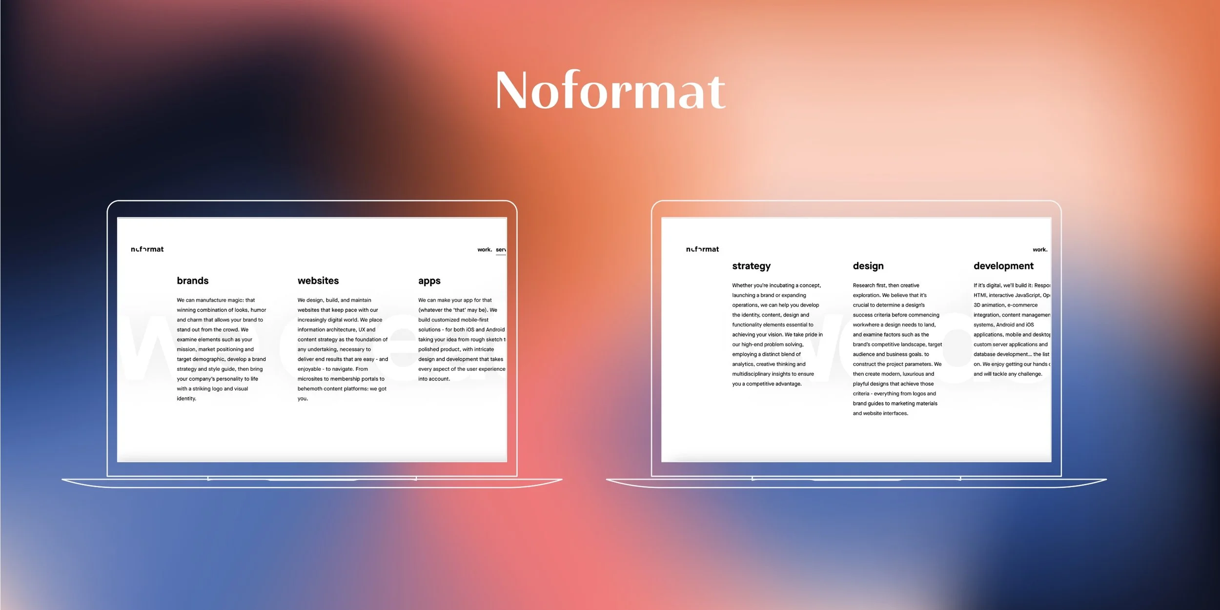 Noformat NYC creative agency website and digital design work