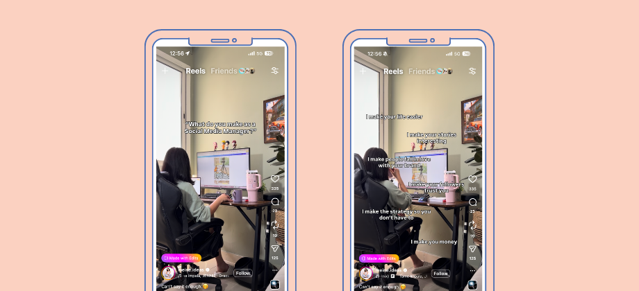 Alt text: Image shows a girl at her computer with the text "What do you make as a social media manager."