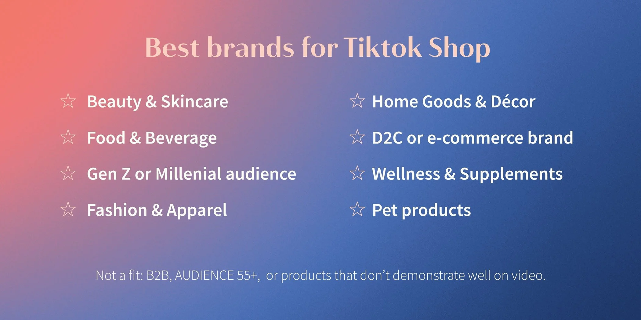 Types of brands that perform best on TikTok Shop, including beauty, fashion, wellness, and ecommerce