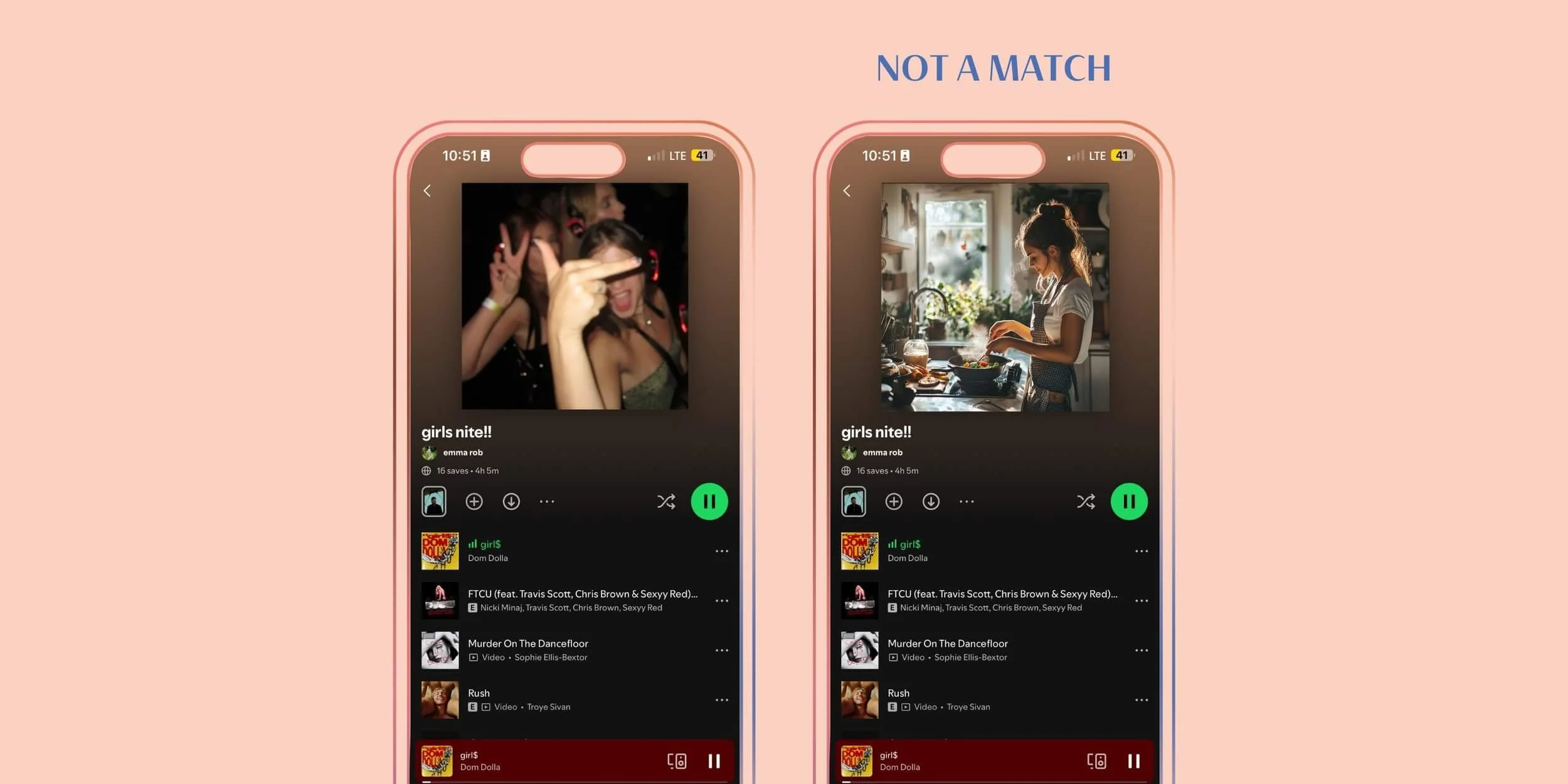 A comparison of a proper branding match and one does not.