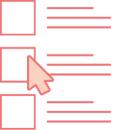 a checklist icon with a computer mouse selecting the center option