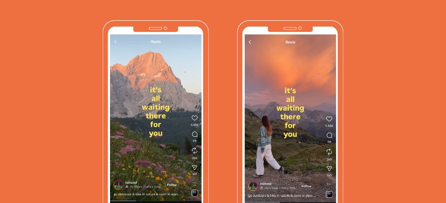 Images are of two phones showcasing a travel day on Instagram