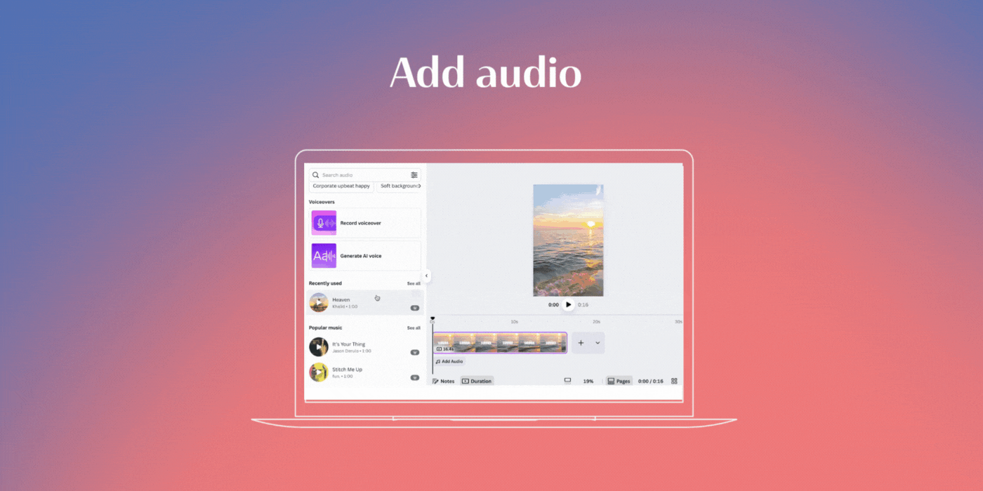 How To Make a Reel on Canva: Add Audio