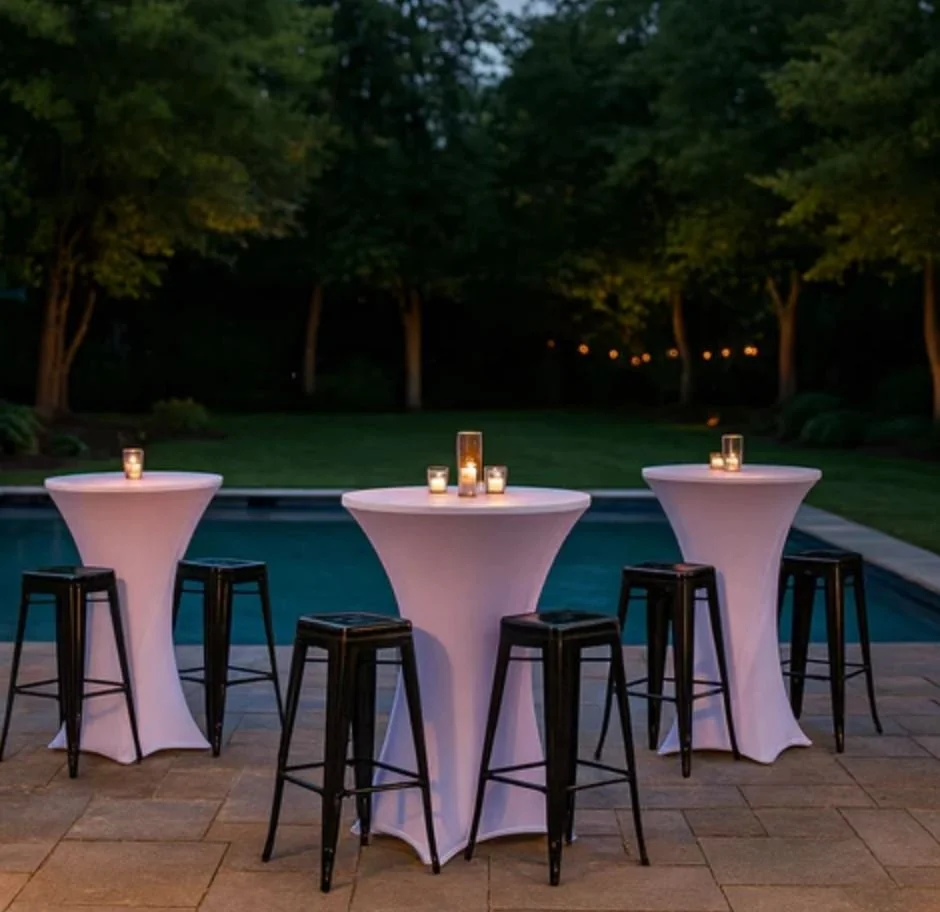 Industrial Black Bar Stools paired with Cocktail Tables - Beverly Hills, CA