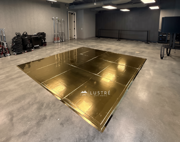 Gold metallic dance floor rental