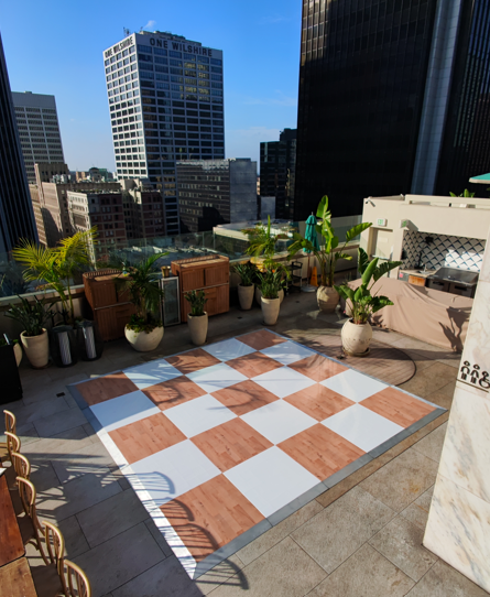 Maple and white dance floor in downtown LA