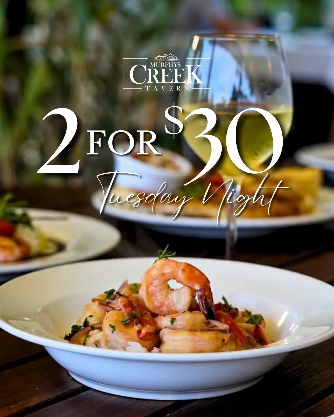 Tonight's dinner plans sorted! 🙌
Two meals. $30. No washing up.

Choose from:
🥩 200g Rump Steak
🍤 Creamy Garlic Prawns
🍍 Grilled Tropical Snapper
🍖 Maple Glazed BBQ Pork Belly Skewers
🍗 Chicken Parmigiana

Available tonight from 5:30pm.

📞 463