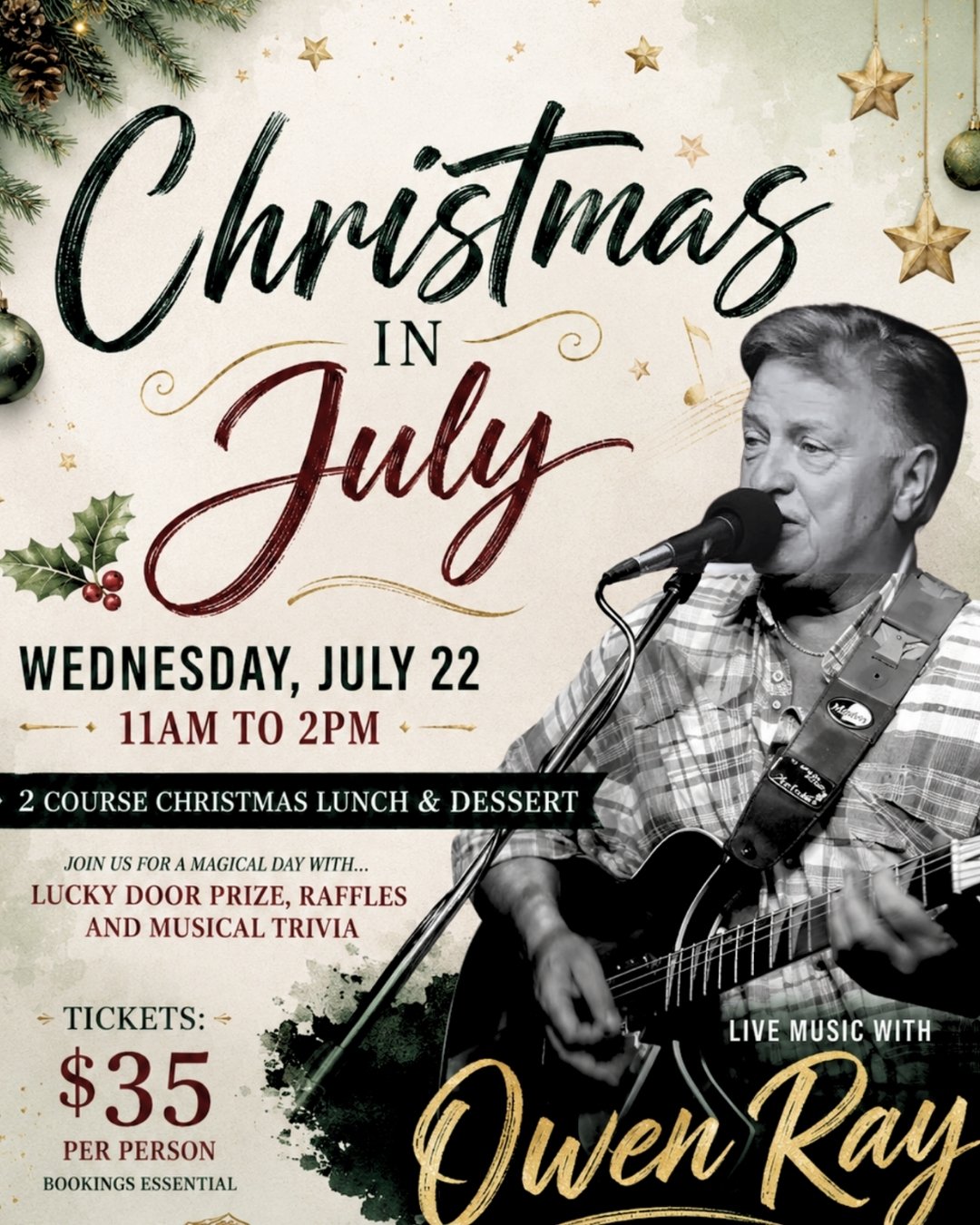 🎄 Not long to go now... have you booked your Christmas crew?

There's no need to wait until the end of the year to enjoy a traditional Christmas lunch with great food, wonderful music and even better company.

That's exactly what Christmas in July a