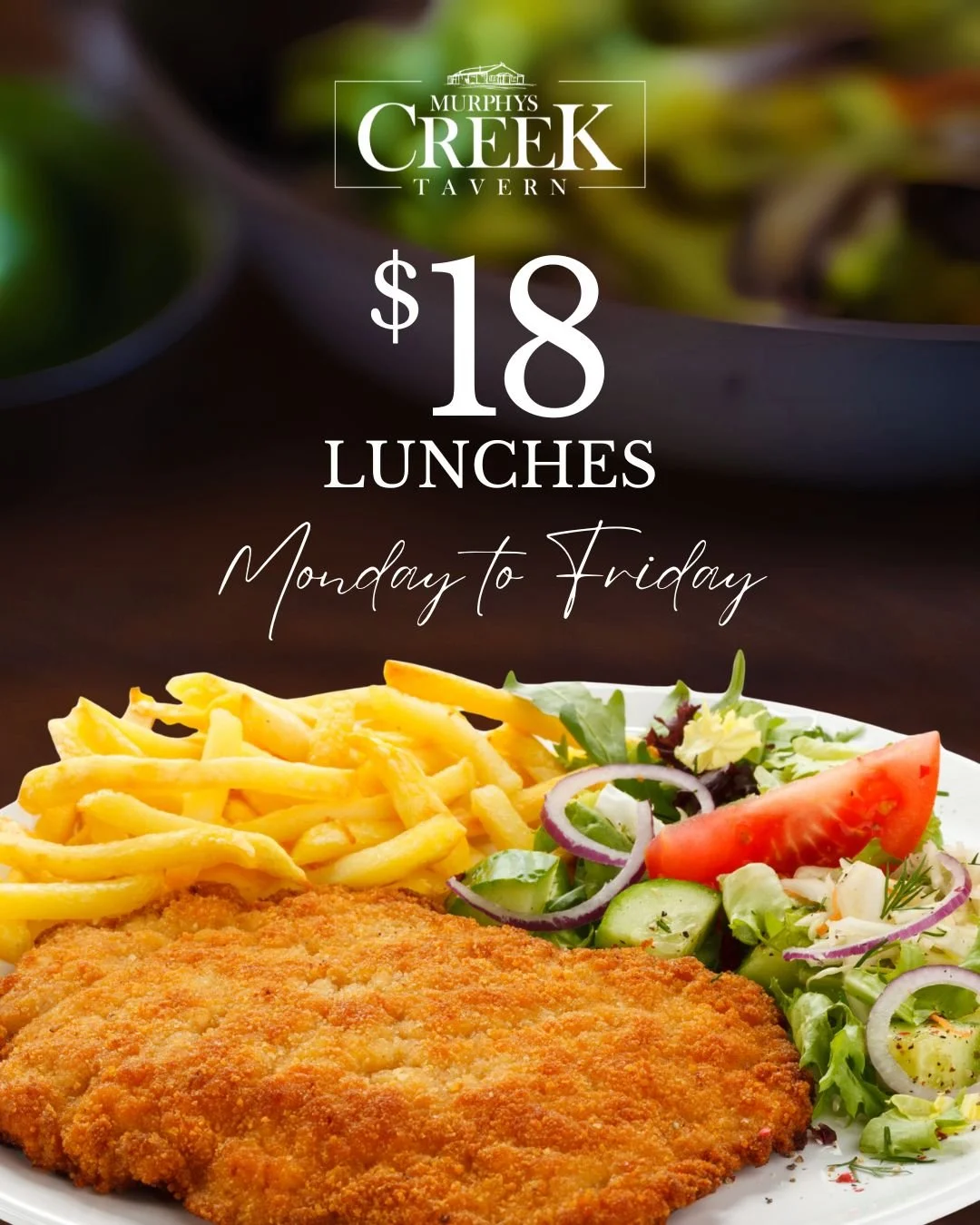 Does your lunch look this good?
Lunch at The Creek might be calling.

Choose from our $18 lunch favourites, or step it up with a Black Angus Rump for $24.
Monday to Friday, 11:30am&ndash;2pm.

Good food, a cold drink and a little time out in the midd