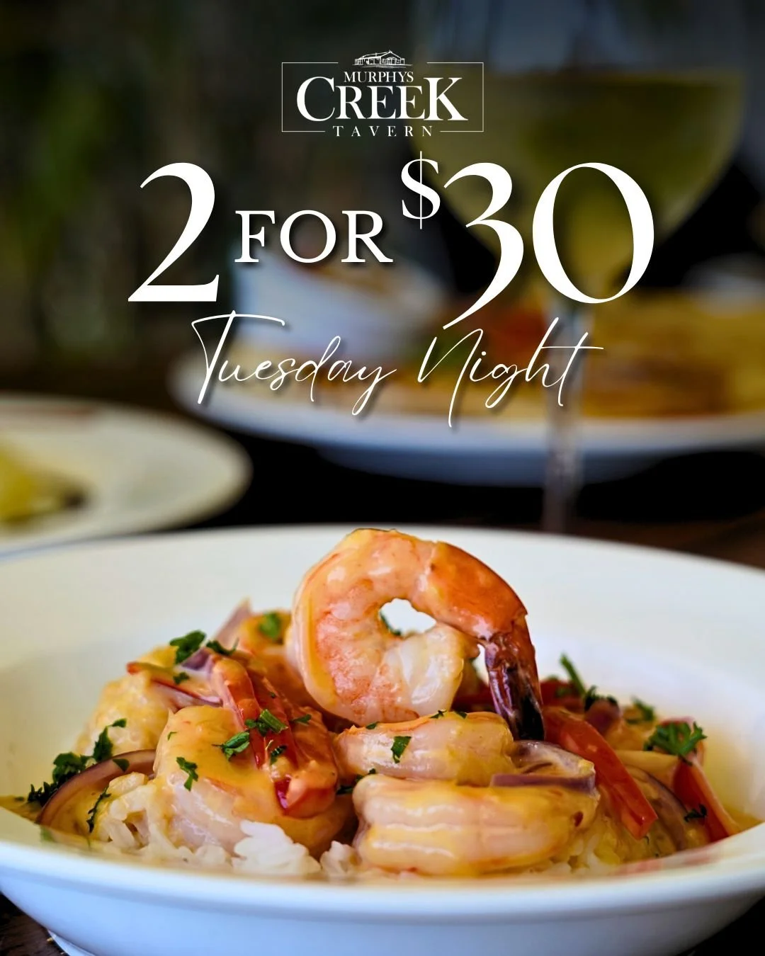 Skip the dishes. Keep the good company.

Tuesday nights are made for great food and catching up with the people you enjoy spending time with.

Join us tonight from 5:30pm for our 'Two for $30' dinner special and let us take care of the cooking.

Book