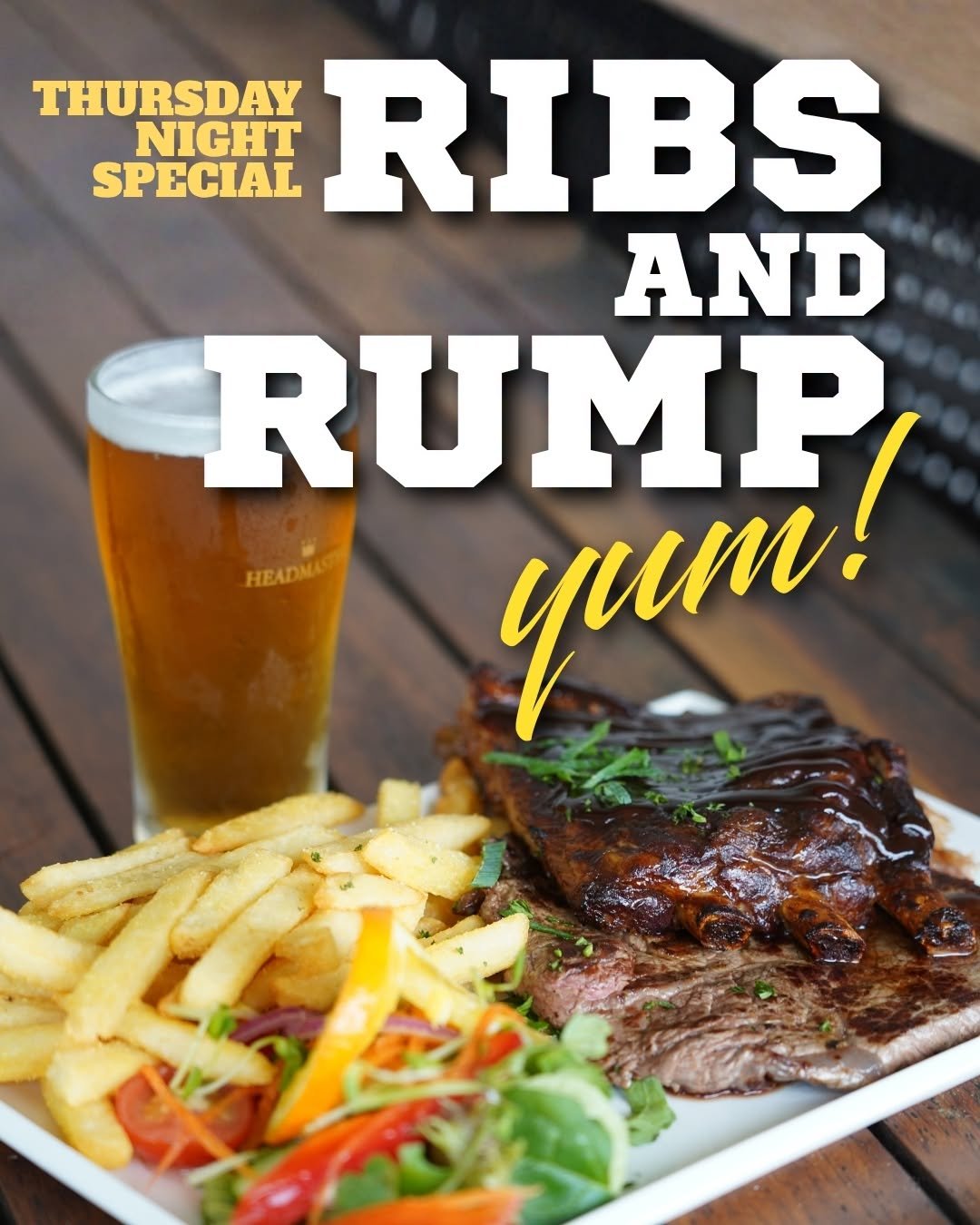.... Tools down. Forks up!

It&rsquo;s 4:30pm, you&rsquo;re ready to call it a day and we&rsquo;ve got a 200g grain-fed rump, half a rack of pork ribs, chips and salad waiting for you at the Creek... all for just $30.

Add your favourite cold one and