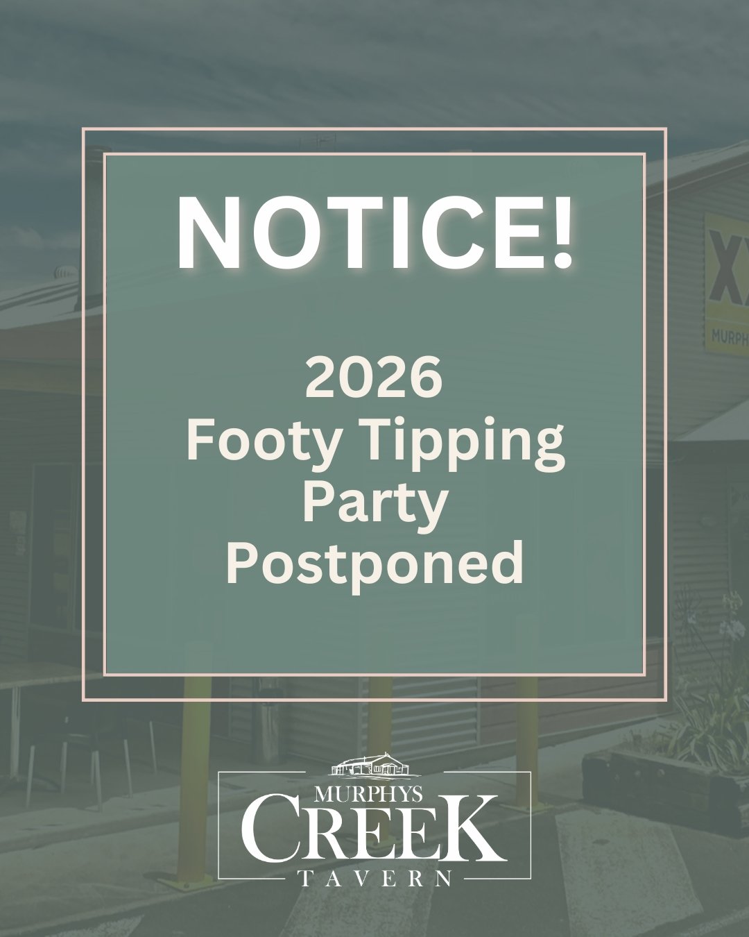 Attention, 2026 Footy Tipping Comp tipsters!

Because many of our tipsters are currently volunteering with the local Rural Fire Brigade, we've decided to postpone today&rsquo;s end-of-year Footy Tipping Comp party.

We will now hold the party next Su