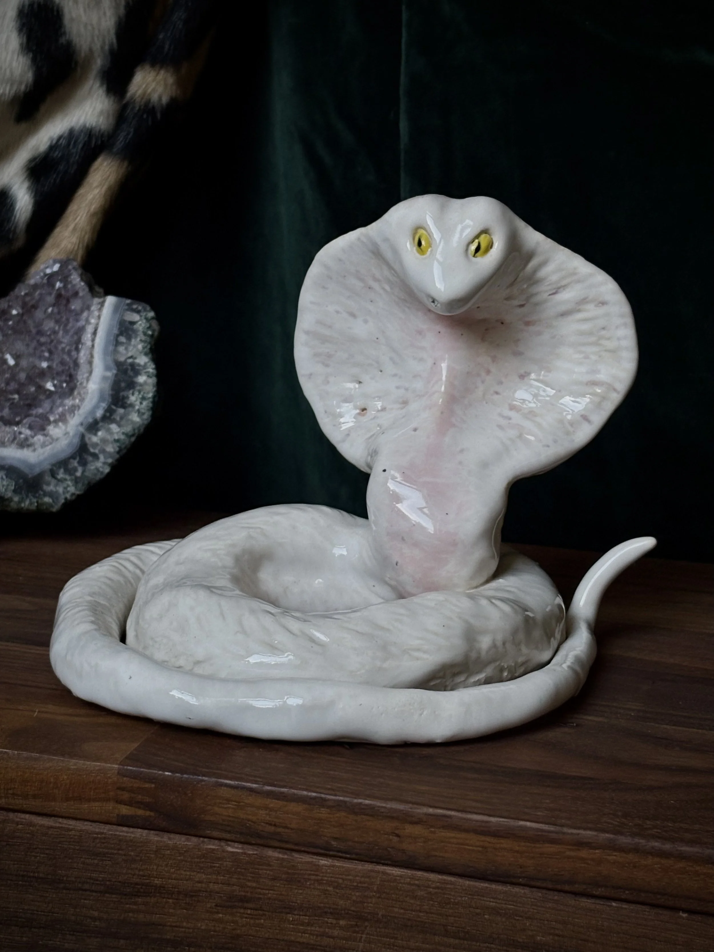 The White Serpent — Handcrafted Ceramic Cobra