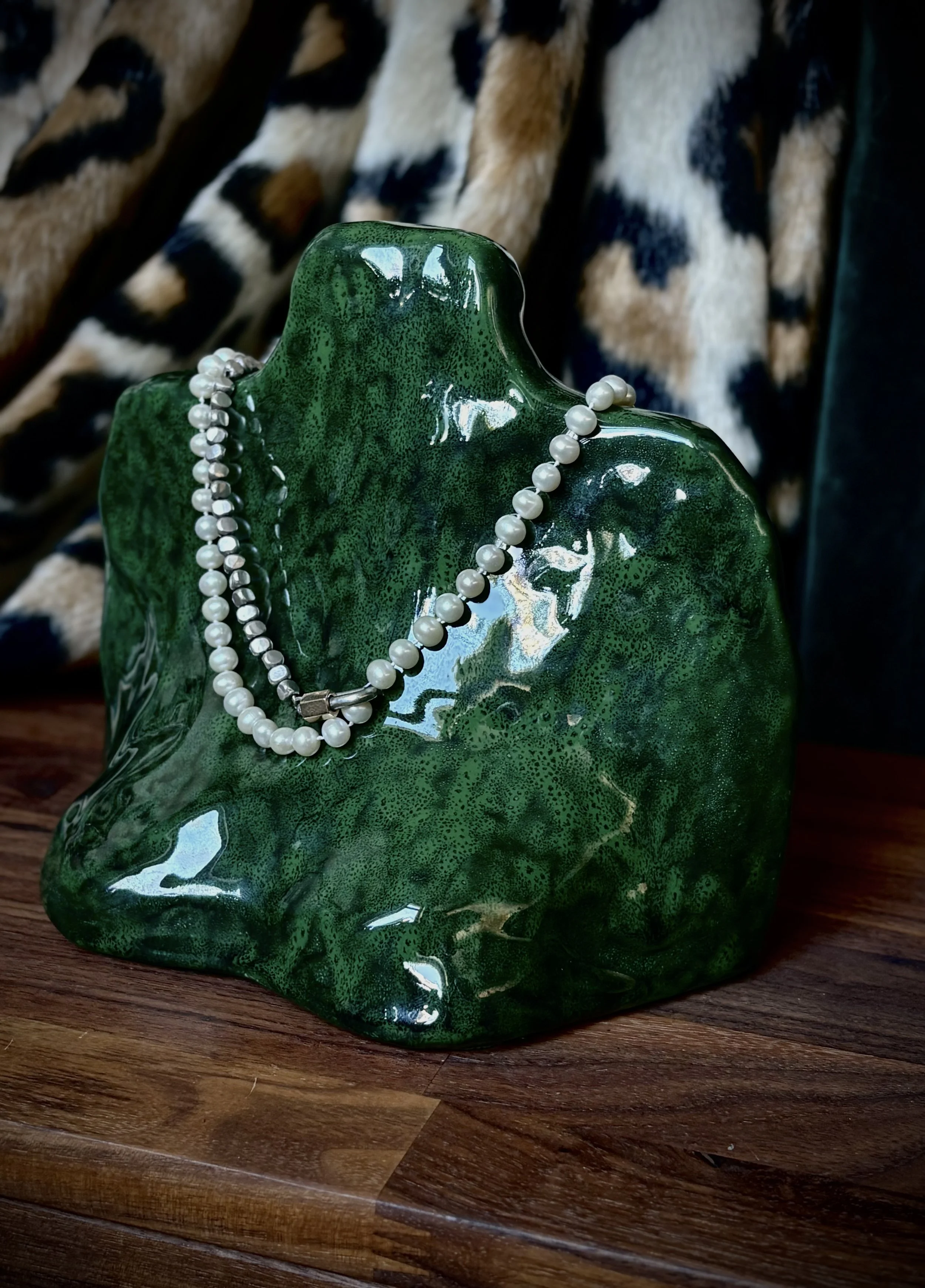 Dressed in Serpentine — Handcrafted Ceramic Necklace Bust