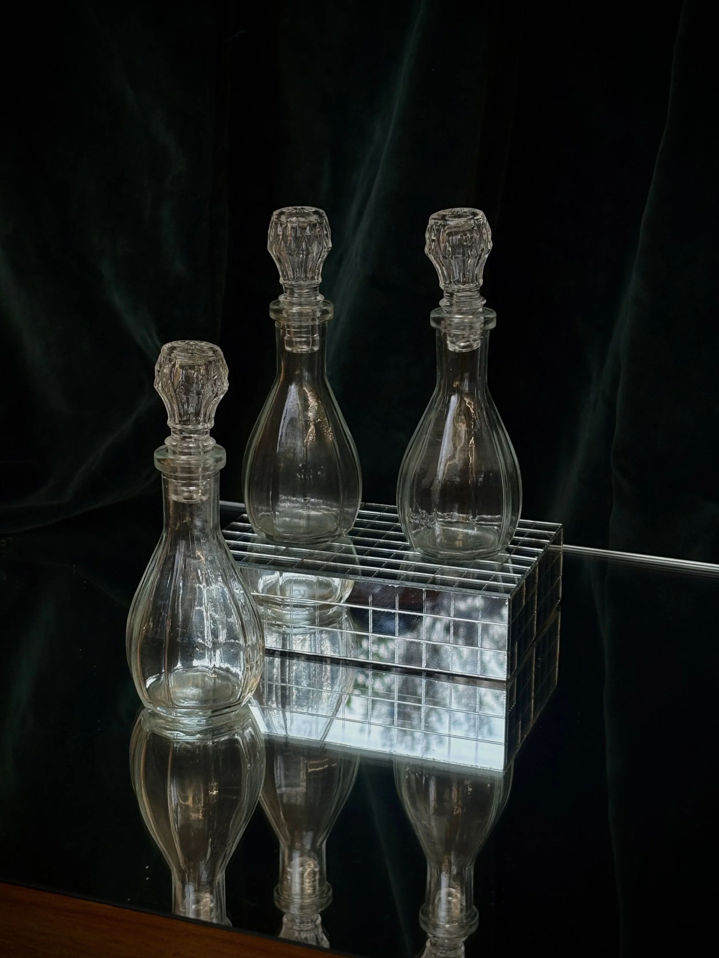 For Spells Yet to Be Written — Three Glass Potion Bottles
