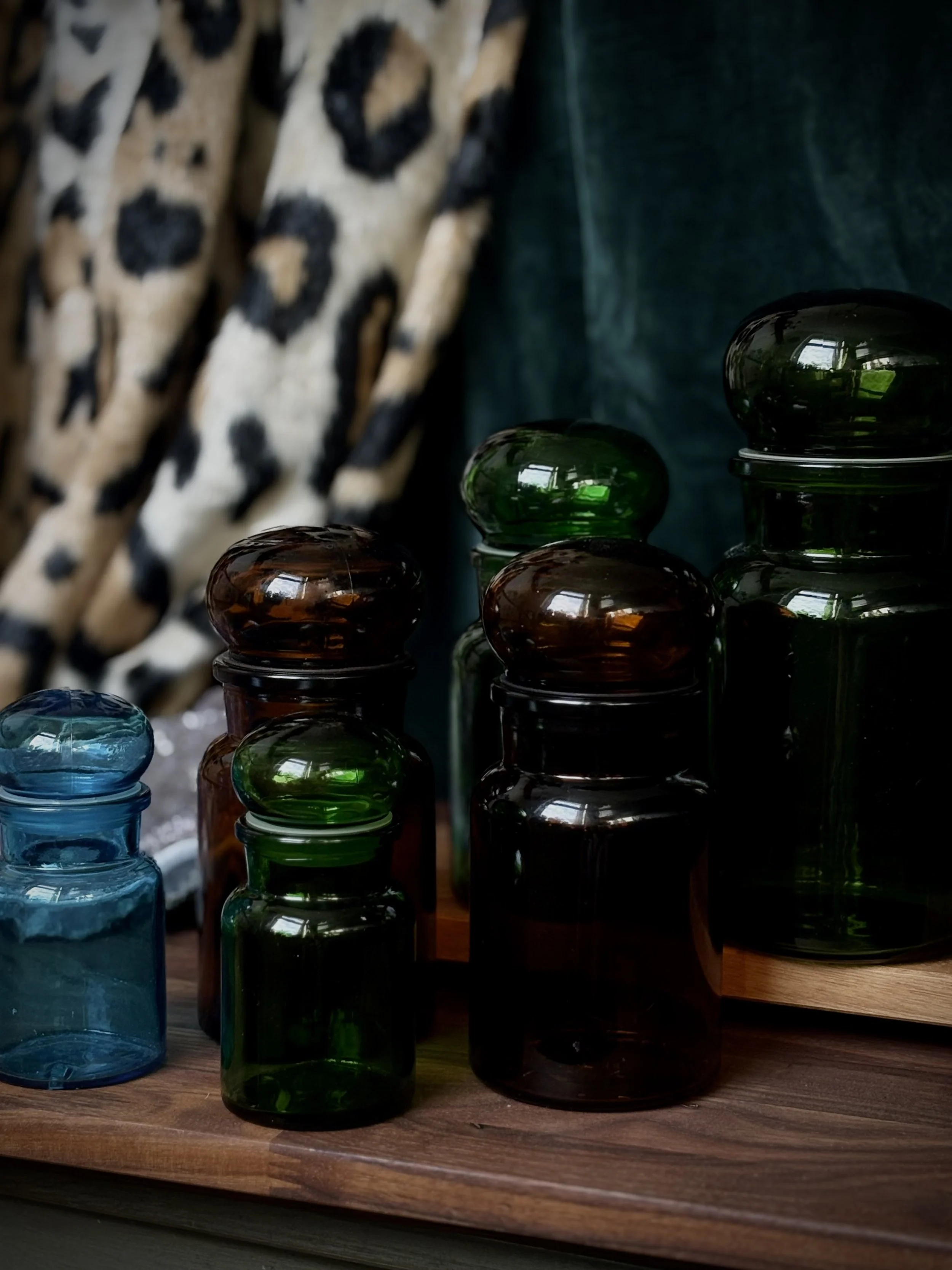 Remedies & Other Secrets — Six Belgian Coloured Glass Jars