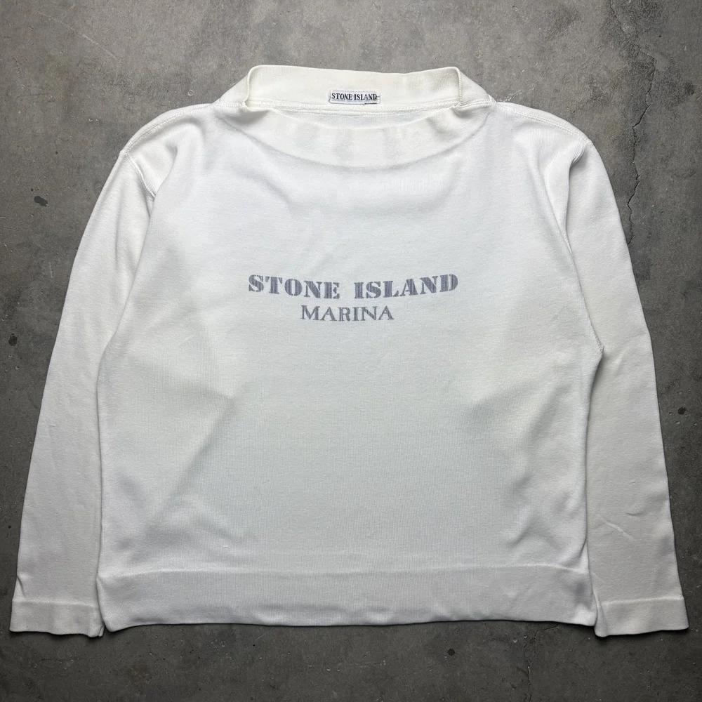 トップス stone  marina 80s sweat 1984 Stone Island Marina Ribbed Boat Neck Sweatshirt — 03ARCHIVECLUB