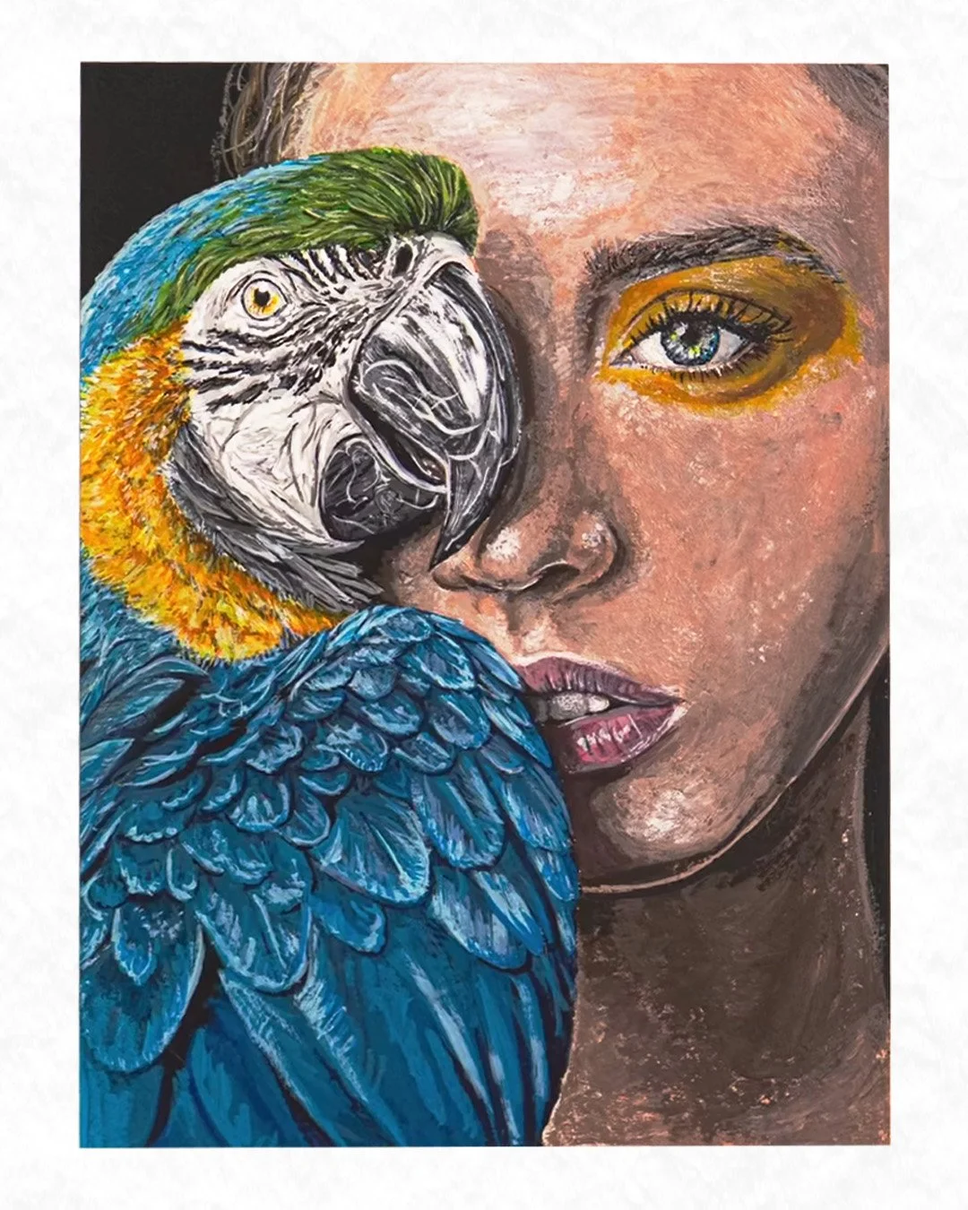 Gouache | Girl with the Parrot | A4 size